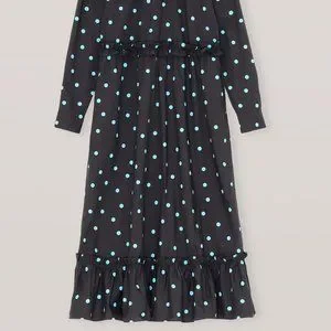 GANNI　Cotton Poplin Maxi Dress Ganni Cotton Poplin Long Dress - Black | Garmentory
